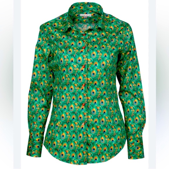 Dalila Peacock Feather Pattern Shirt , by Coton DOuX Paris - Picture 1 of 9
